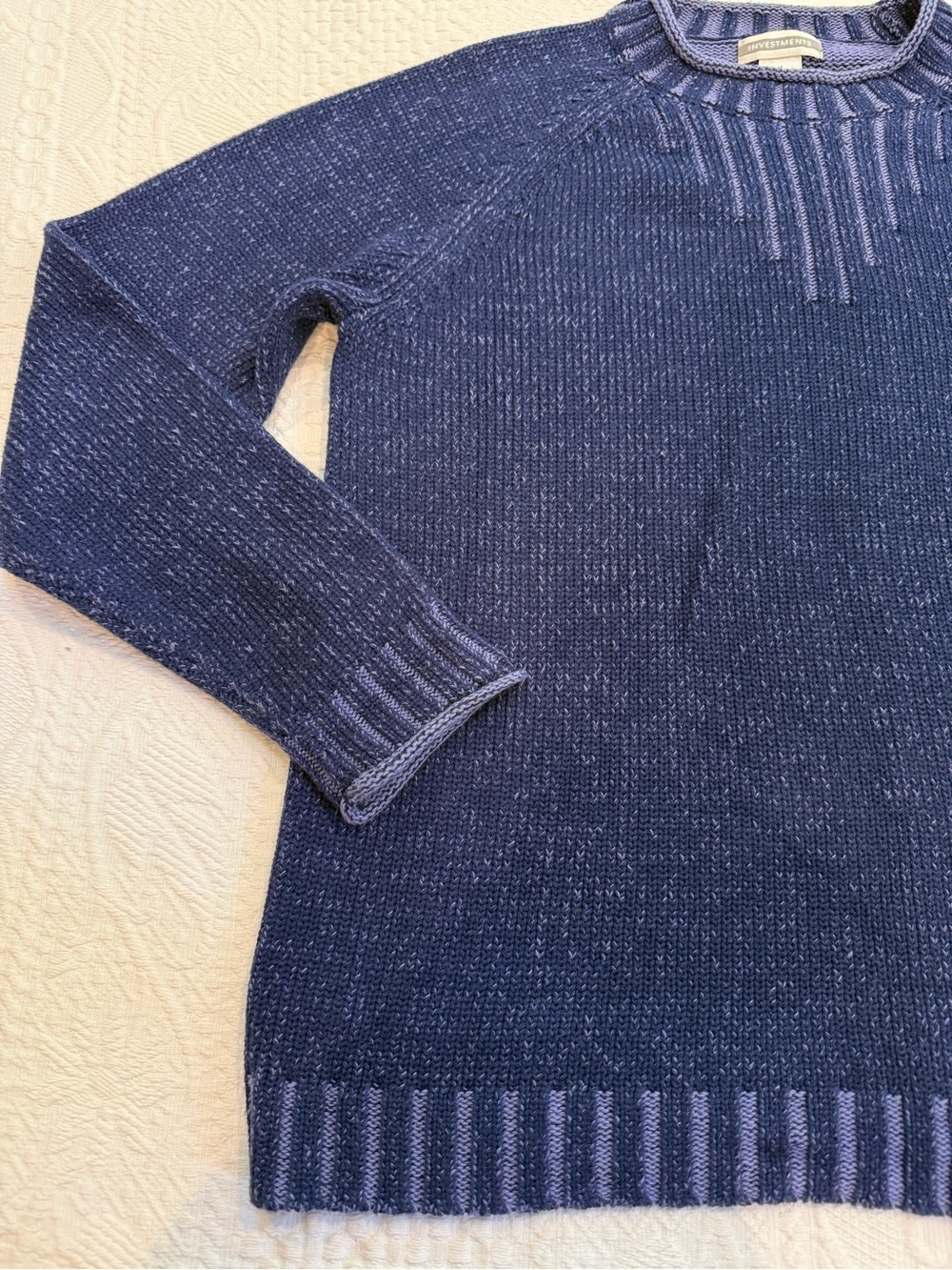 Investments Blue Sweater Women’s Medium M 100% Cotton - Picture 6 of 6